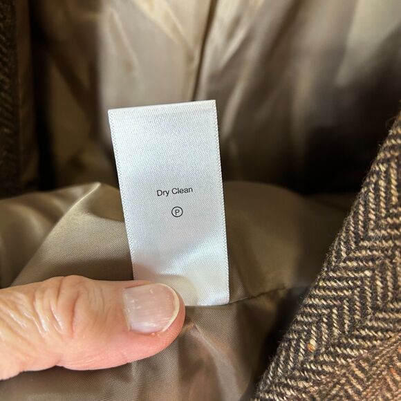 Coldwater Creek NWOT Brown Knit Panel Wool Herringbone Tweed Blazer Size 16 - Picture 12 of 14